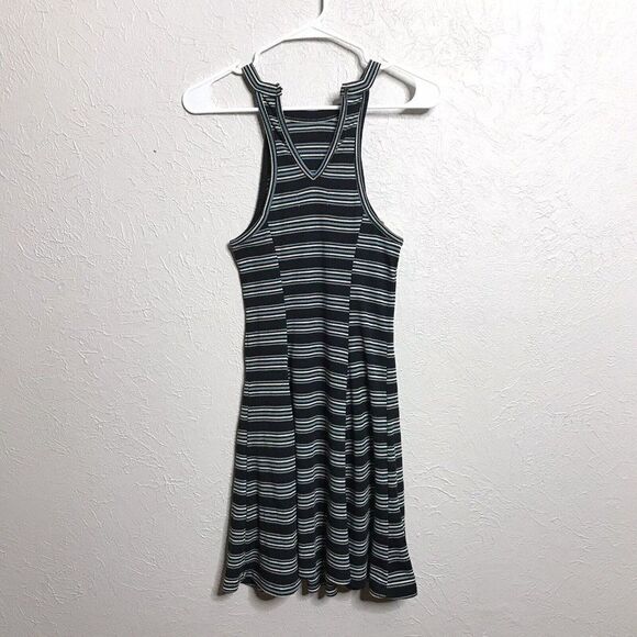 Hollister Womens Striped Ribbed Tank Top Halter Skater Fit & Flare Dress Small - Picture 5 of 12